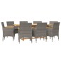 vidaXL Set da Pranzo per Giardino 9 pz con Cuscini Grigio vidaXL Set da Pranzo per Giardino 9 pz con Cuscini Grigio