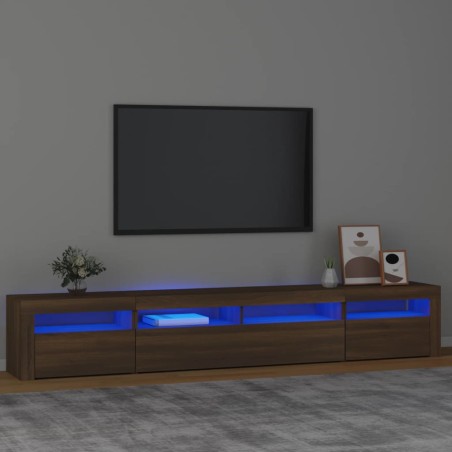 vidaXL Mobile Porta TV con Luci LED Rovere Marrone 240x35x40 cm