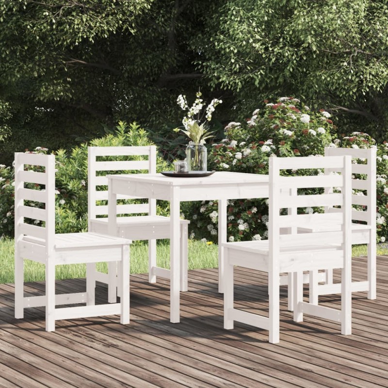 vidaXL Set da Pranzo per Giardino 5pz Bianco in Legno Massello di Pino vidaXL Set da Pranzo per Giardino 5pz Bianco in Legno Massello di Pino