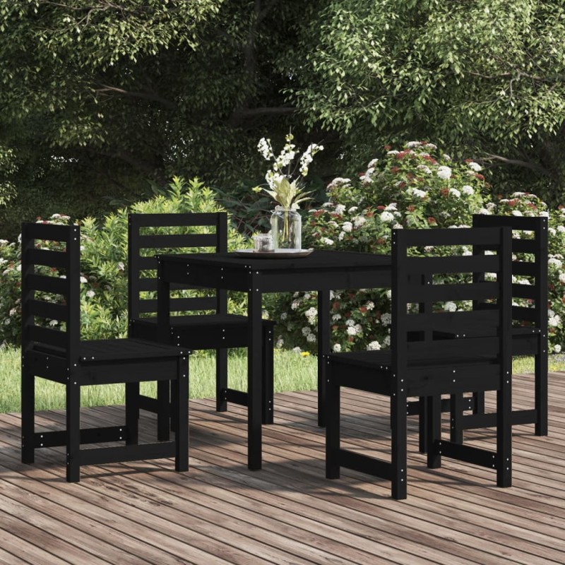 vidaXL Set da Pranzo per Giardino 5pz Nero in Legno Massello di Pino vidaXL Set da Pranzo per Giardino 5pz Nero in Legno Massello di Pino