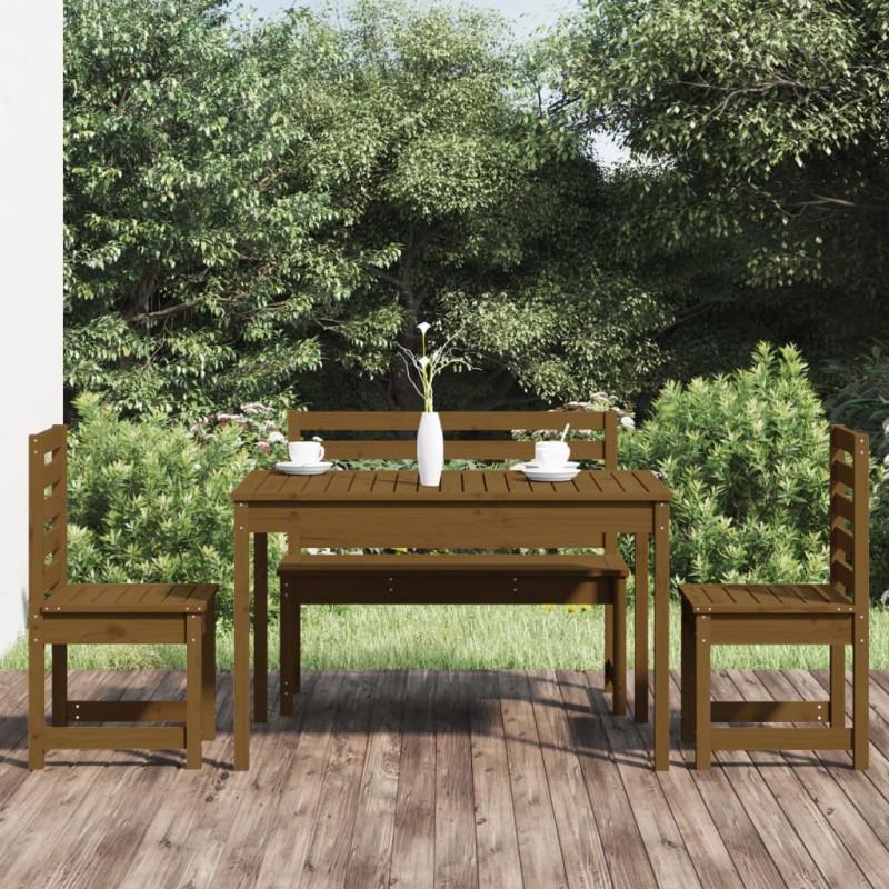 vidaXL Set da Pranzo da Giardino 4 pz Miele in Legno Massello di Pino vidaXL Set da Pranzo da Giardino 4 pz Miele in Legno Massello di Pino