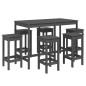 vidaXL Set Bar da Giardino 7 pz Grigio in Legno Massello di Pino vidaXL Set Bar da Giardino 7 pz Grigio in Legno Massello di Pino