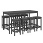 vidaXL Set Bar da Giardino 9 pz Grigio in Legno Massello di Pino vidaXL Set Bar da Giardino 9 pz Grigio in Legno Massello di Pino