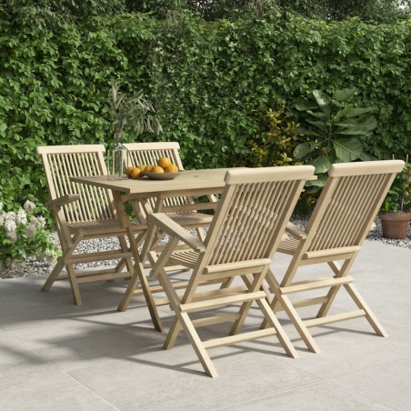 vidaXL Set da Pranzo per Giardino 5pz Grigio in Legno Massello di Teak