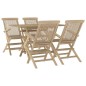 vidaXL Set da Pranzo per Giardino 5pz Grigio in Legno Massello di Teak vidaXL Set da Pranzo per Giardino 5pz Grigio in Legno Massello di Teak