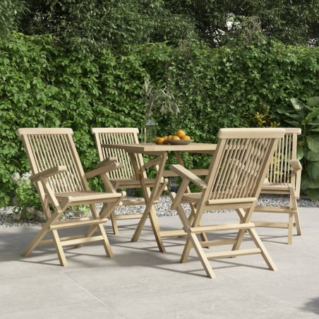 vidaXL Sedie Giardino Pieghevoli 4pz Grigie 56x61x89 cm Massello Teak