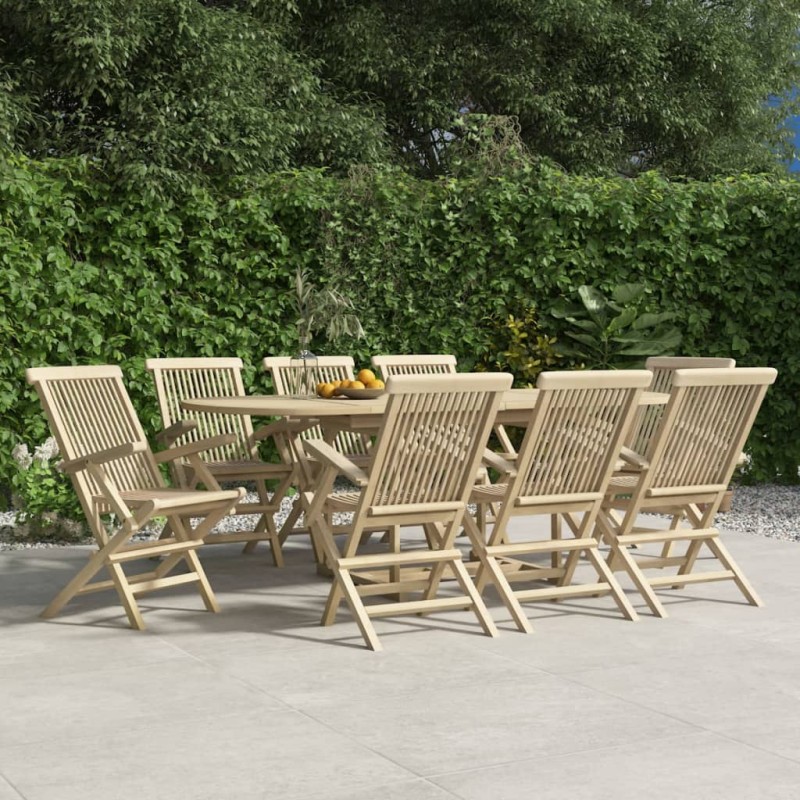 vidaXL Sedie Giardino Pieghevoli 8pz Grigie 56x61x89 cm Massello Teak vidaXL Sedie Giardino Pieghevoli 8pz Grigie 56x61x89 cm Massello Teak