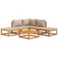 vidaXL Set Salotto da Giardino 6pz con Cuscini Tortora Legno Massello vidaXL Set Salotto da Giardino 6pz con Cuscini Tortora Legno Massello