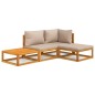 vidaXL Set Salotto da Giardino 4pz con Cuscini Tortora Legno Massello vidaXL Set Salotto da Giardino 4pz con Cuscini Tortora Legno Massello