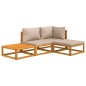 vidaXL Set Salotto da Giardino 4pz con Cuscini Tortora Legno Massello vidaXL Set Salotto da Giardino 4pz con Cuscini Tortora Legno Massello