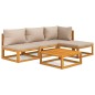 vidaXL Set Salotto da Giardino 5pz con Cuscini Tortora Legno Massello vidaXL Set Salotto da Giardino 5pz con Cuscini Tortora Legno Massello