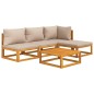 vidaXL Set Salotto da Giardino 5pz con Cuscini Tortora Legno Massello vidaXL Set Salotto da Giardino 5pz con Cuscini Tortora Legno Massello