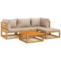 vidaXL Set Salotto da Giardino 5pz con Cuscini Tortora Legno Massello vidaXL Set Salotto da Giardino 5pz con Cuscini Tortora Legno Massello