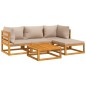 vidaXL Set Salotto da Giardino 5pz con Cuscini Tortora Legno Massello vidaXL Set Salotto da Giardino 5pz con Cuscini Tortora Legno Massello
