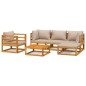 vidaXL Set Salotto da Giardino 6pz con Cuscini Tortora Legno Massello vidaXL Set Salotto da Giardino 6pz con Cuscini Tortora Legno Massello