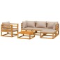 vidaXL Set Salotto da Giardino 6pz con Cuscini Tortora Legno Massello vidaXL Set Salotto da Giardino 6pz con Cuscini Tortora Legno Massello