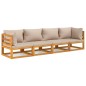 vidaXL Set Salotto da Giardino 4pz con Cuscini Tortora Legno Massello vidaXL Set Salotto da Giardino 4pz con Cuscini Tortora Legno Massello