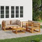 vidaXL Set Salotto da Giardino 5pz con Cuscini Tortora Legno Massello vidaXL Set Salotto da Giardino 5pz con Cuscini Tortora Legno Massello