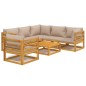 vidaXL Set Salotto da Giardino 7pz con Cuscini Tortora Legno Massello vidaXL Set Salotto da Giardino 7pz con Cuscini Tortora Legno Massello