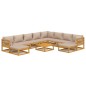 vidaXL Set Salotto da Giardino 11pz con Cuscini Tortora Legno Massello vidaXL Set Salotto da Giardino 11pz con Cuscini Tortora Legno Massello