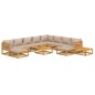 vidaXL Set Salotto da Giardino 12pz con Cuscini Tortora Legno Massello