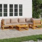 vidaXL Set Salotto da Giardino 6pz con Cuscini Tortora Legno Massello vidaXL Set Salotto da Giardino 6pz con Cuscini Tortora Legno Massello