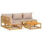 vidaXL Set Salotto da Giardino 5pz con Cuscini Tortora Legno Massello vidaXL Set Salotto da Giardino 5pz con Cuscini Tortora Legno Massello