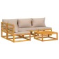 vidaXL Set Salotto da Giardino 5pz con Cuscini Tortora Legno Massello vidaXL Set Salotto da Giardino 5pz con Cuscini Tortora Legno Massello
