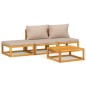 vidaXL Set Salotto da Giardino 4pz con Cuscini Tortora Legno Massello vidaXL Set Salotto da Giardino 4pz con Cuscini Tortora Legno Massello