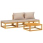 vidaXL Set Salotto da Giardino 4pz con Cuscini Tortora Legno Massello vidaXL Set Salotto da Giardino 4pz con Cuscini Tortora Legno Massello