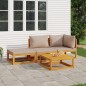 vidaXL Set Salotto da Giardino 4pz con Cuscini Tortora Legno Massello vidaXL Set Salotto da Giardino 4pz con Cuscini Tortora Legno Massello