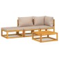 vidaXL Set Salotto da Giardino 4pz con Cuscini Tortora Legno Massello vidaXL Set Salotto da Giardino 4pz con Cuscini Tortora Legno Massello