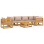 vidaXL Set Salotto da Giardino 7pz con Cuscini Tortora Legno Massello vidaXL Set Salotto da Giardino 7pz con Cuscini Tortora Legno Massello