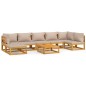 vidaXL Set Salotto da Giardino 8pz con Cuscini Tortora Legno Massello vidaXL Set Salotto da Giardino 8pz con Cuscini Tortora Legno Massello