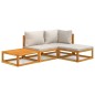 vidaXL Set Salotto Giardino 4pz Cuscini Grigio Chiaro Legno Massello
