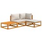 vidaXL Set Salotto Giardino 4pz Cuscini Grigio Chiaro Legno Massello