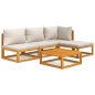vidaXL Set Salotto Giardino 5pz Cuscini Grigio Chiaro Legno Massello vidaXL Set Salotto Giardino 5pz Cuscini Grigio Chiaro Legno Massello
