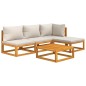 vidaXL Set Salotto Giardino 5pz Cuscini Grigio Chiaro Legno Massello vidaXL Set Salotto Giardino 5pz Cuscini Grigio Chiaro Legno Massello