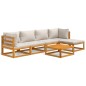 vidaXL Set Salotto Giardino 6pz Cuscini Grigio Chiaro Legno Massello vidaXL Set Salotto Giardino 6pz Cuscini Grigio Chiaro Legno Massello