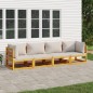 vidaXL Set Salotto Giardino 4pz Cuscini Grigio Chiaro Legno Massello vidaXL Set Salotto Giardino 4pz Cuscini Grigio Chiaro Legno Massello