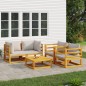 vidaXL Set Salotto Giardino 5pz Cuscini Grigio Chiaro Legno Massello vidaXL Set Salotto Giardino 5pz Cuscini Grigio Chiaro Legno Massello
