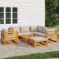vidaXL Set Salotto Giardino 8pz Cuscini Grigio Chiaro Legno Massello vidaXL Set Salotto Giardino 8pz Cuscini Grigio Chiaro Legno Massello