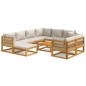 vidaXL Set Salotto Giardino 10pz Cuscini Grigio Chiaro Legno Massello vidaXL Set Salotto Giardino 10pz Cuscini Grigio Chiaro Legno Massello