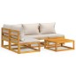 vidaXL Set Salotto Giardino 5pz Cuscini Grigio Chiaro Legno Massello vidaXL Set Salotto Giardino 5pz Cuscini Grigio Chiaro Legno Massello