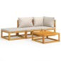 vidaXL Set Salotto Giardino 4pz Cuscini Grigio Chiaro Legno Massello vidaXL Set Salotto Giardino 4pz Cuscini Grigio Chiaro Legno Massello