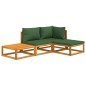 vidaXL Set Salotto da Giardino 4 pz con Cuscini Verdi Legno Massello