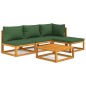 vidaXL Set Salotto da Giardino 5pz con Cuscini Verdi Legno Massello vidaXL Set Salotto da Giardino 5pz con Cuscini Verdi Legno Massello