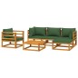 vidaXL Set Salotto da Giardino 6pz con Cuscini Verdi in Legno Massello vidaXL Set Salotto da Giardino 6pz con Cuscini Verdi in Legno Massello