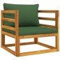 vidaXL Set Salotto da Giardino 6pz con Cuscini Verdi in Legno Massello vidaXL Set Salotto da Giardino 6pz con Cuscini Verdi in Legno Massello