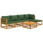 vidaXL Set Salotto da Giardino 6pz con Cuscini Verdi in Legno Massello vidaXL Set Salotto da Giardino 6pz con Cuscini Verdi in Legno Massello